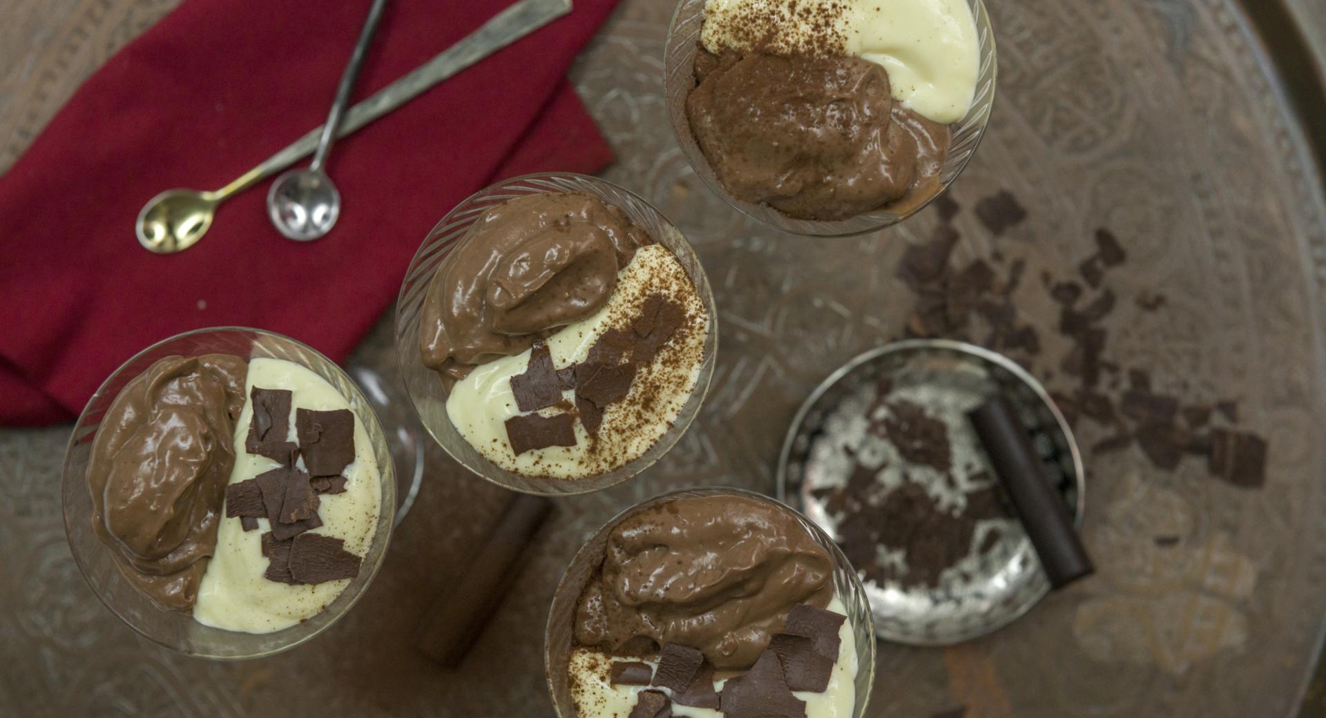 Mousse al cioccolato e vaniglia