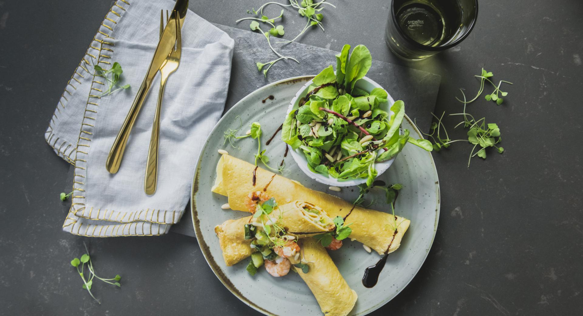 Crepes con gamberetti e zucchine