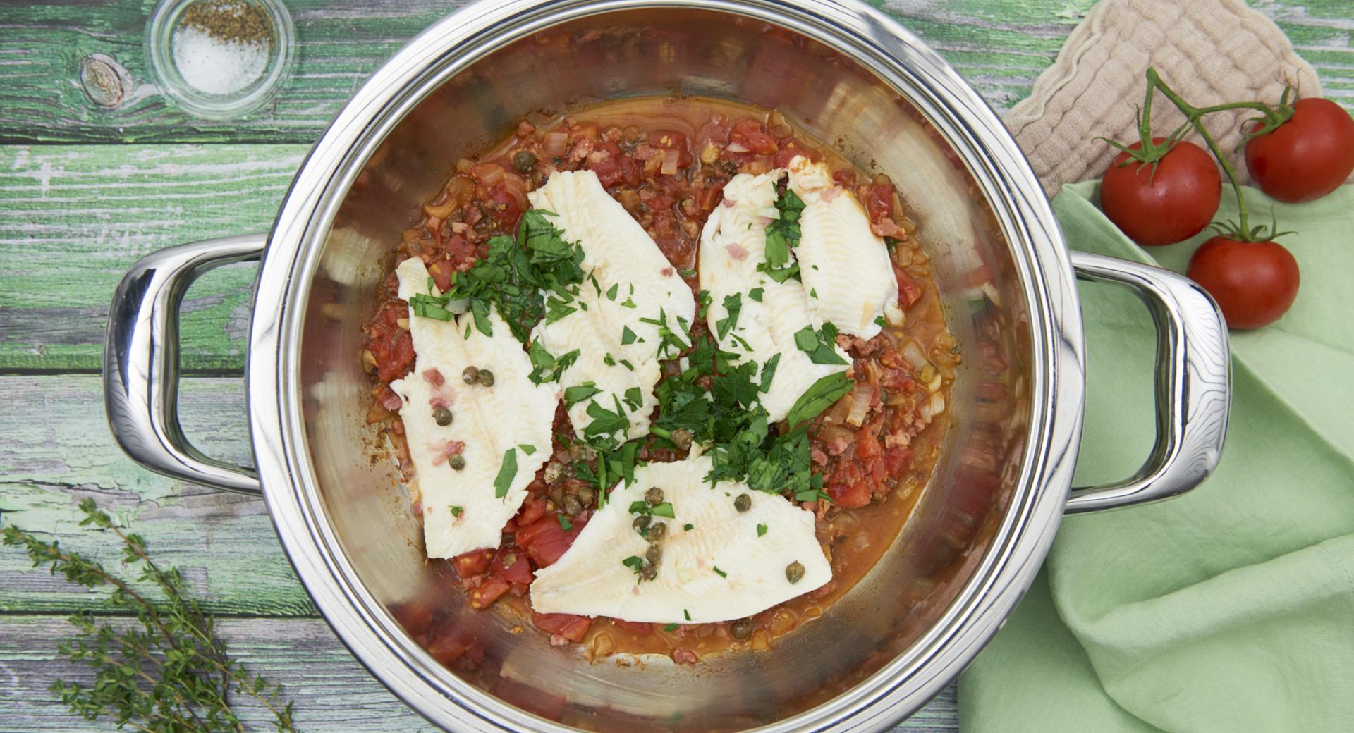 Filetto di platessa con capperi e acciughe 