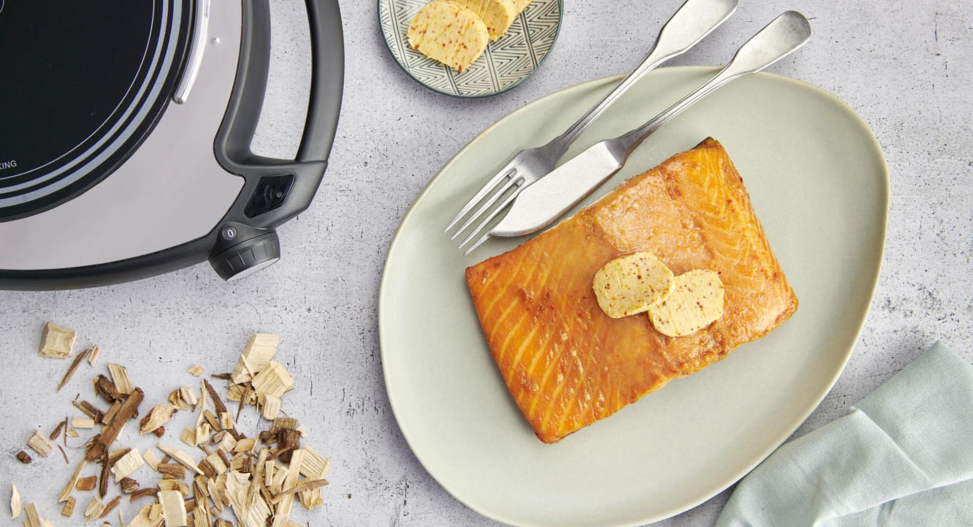 Salmone affumicato caldo con burro al peperoncino