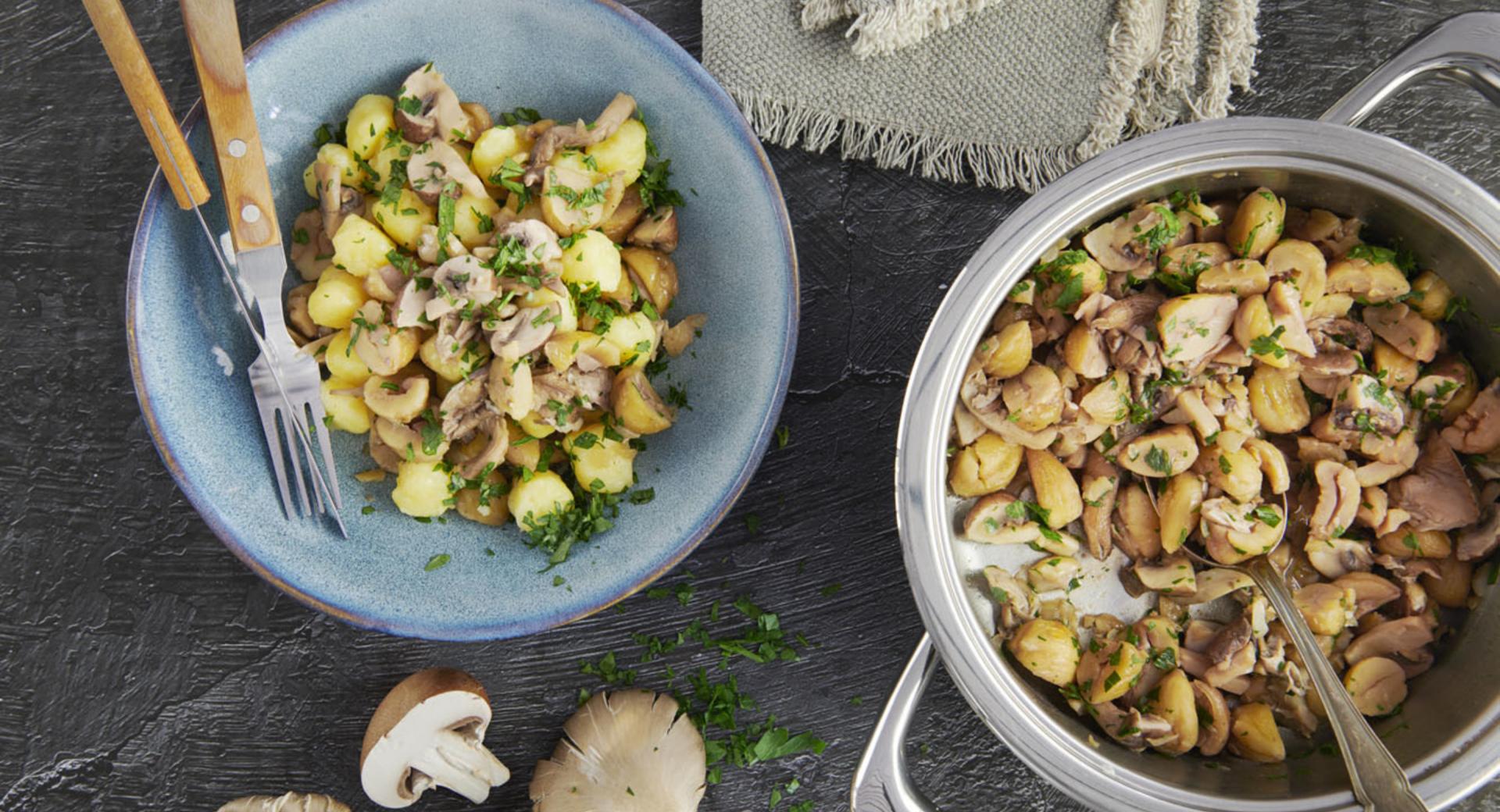 Gnocchi con funghi porcini e marroni