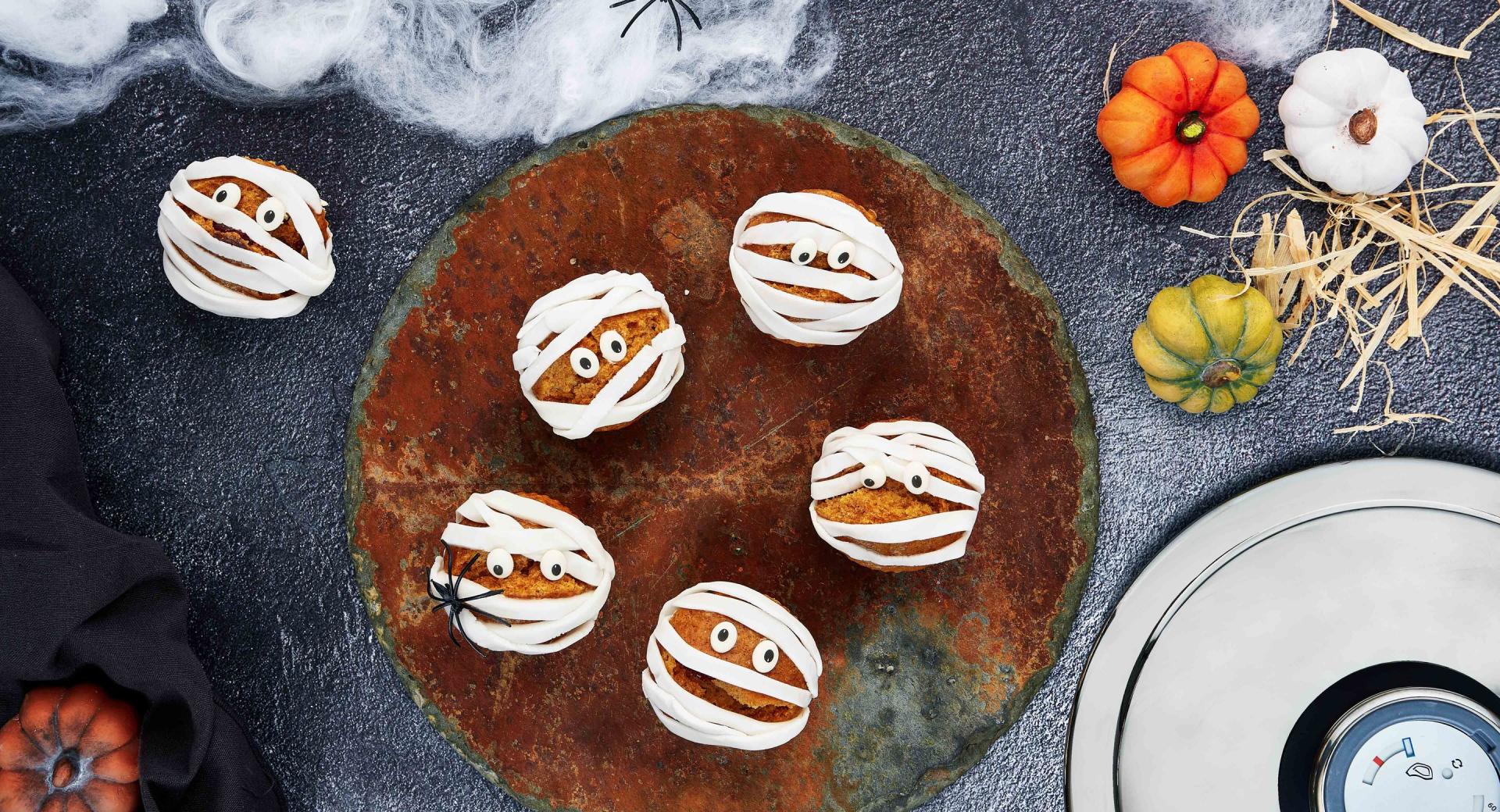 Muffin di zucca come mummie