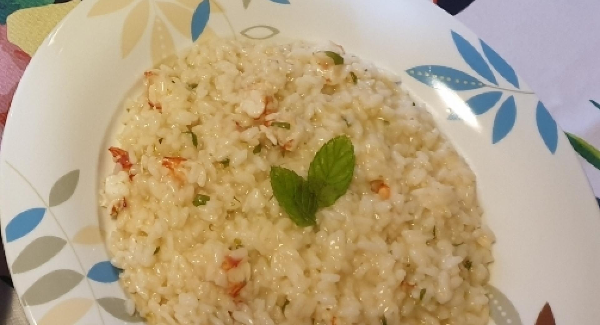 Risotto mojito con gamberoni