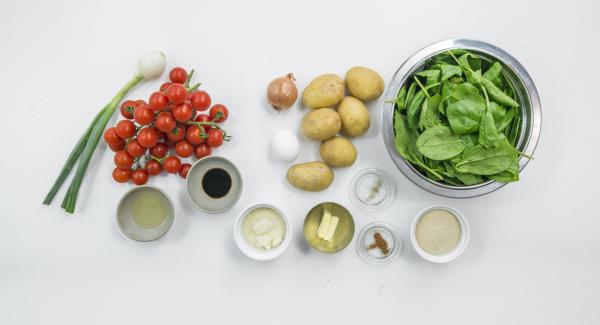 Disporre gli ingredienti sul piano.