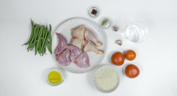 Disporre gli ingredienti sul piano.