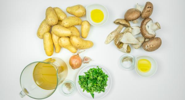 Disporre gli ingredienti sul piano.