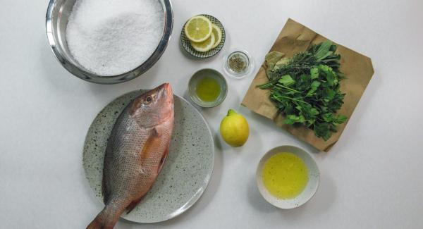 Disporre gli ingredienti sul piano.