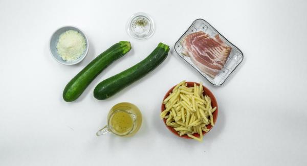 Disporre gli ingredienti sul piano.