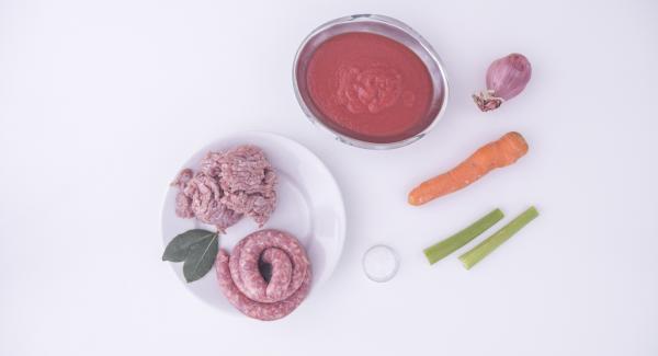 Disporre gli ingredienti sul piano.