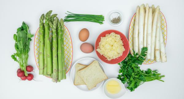 Disporre gli ingredienti sul piano.