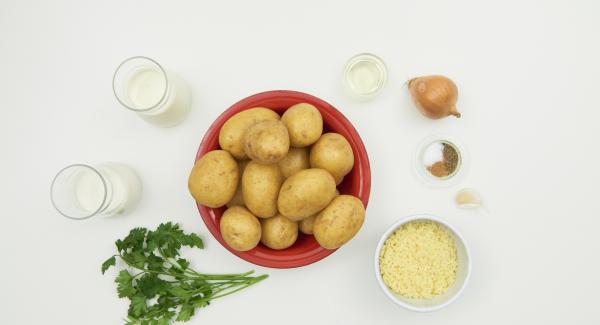 Disporre gli ingredienti sul piano.