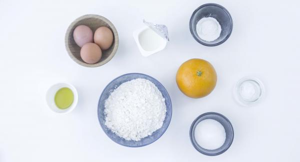 Disporre gli ingredienti sul piano.