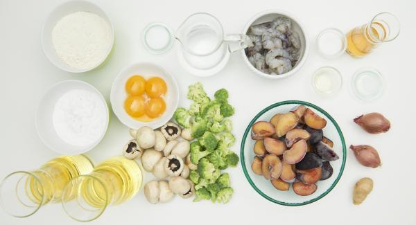 Disporre tutti gli ingredienti sul piano.