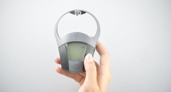 Impostare Navigenio sulla modalità "A", inserire il tempo di 5 minuti su Audiotherm, applicarlo su Visiotherm e ruotarlo finché appare il simbolo “vapore”.