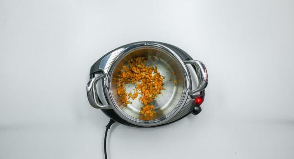 Al suono di Audiotherm, abbassare Navigenio a livello 2, lasciar rosolare il trito e aggiungere i pomodori e il brodo vegetale. Al suono di Audiotherm, abbassare Navigenio a livello 2, lasciar rosolare il trito e aggiungere i pomodori e il brodo vegetale.