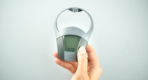 Posizionare la Pentola su Navigenio, impostarlo su "A", accendere Audiotherm, applicarlo su Visiotherm e ruotarlo fino a visualizzare il simbolo "Vapore"