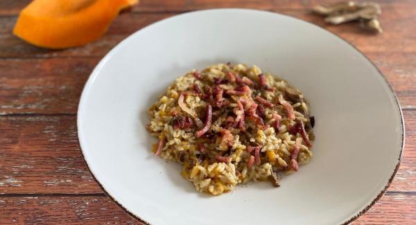 Risotto porcini, zucca e speck