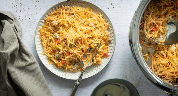 Pasta al gratin (Fideuá gratinada)