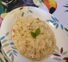 Risotto mojito con gamberoni